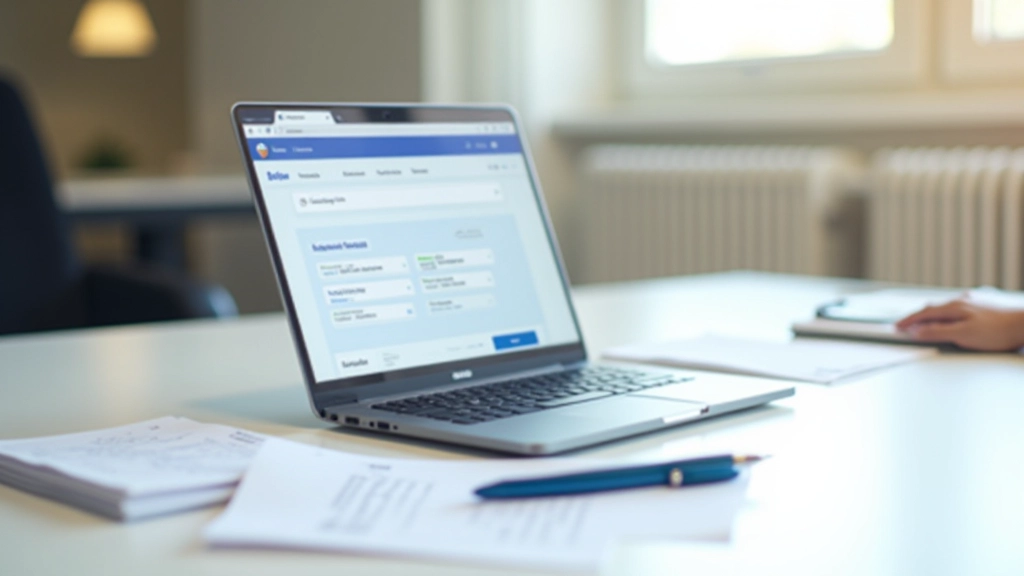 Ordinateur portable ouvert affichant le site impots.gouv.fr avec documents fiscaux à côté