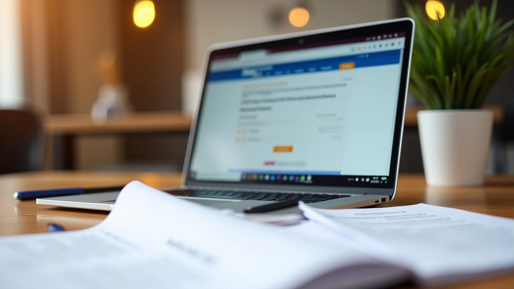 Documents fiscaux organisés sur un bureau avec un ordinateur portable affichant impots.gouv.fr