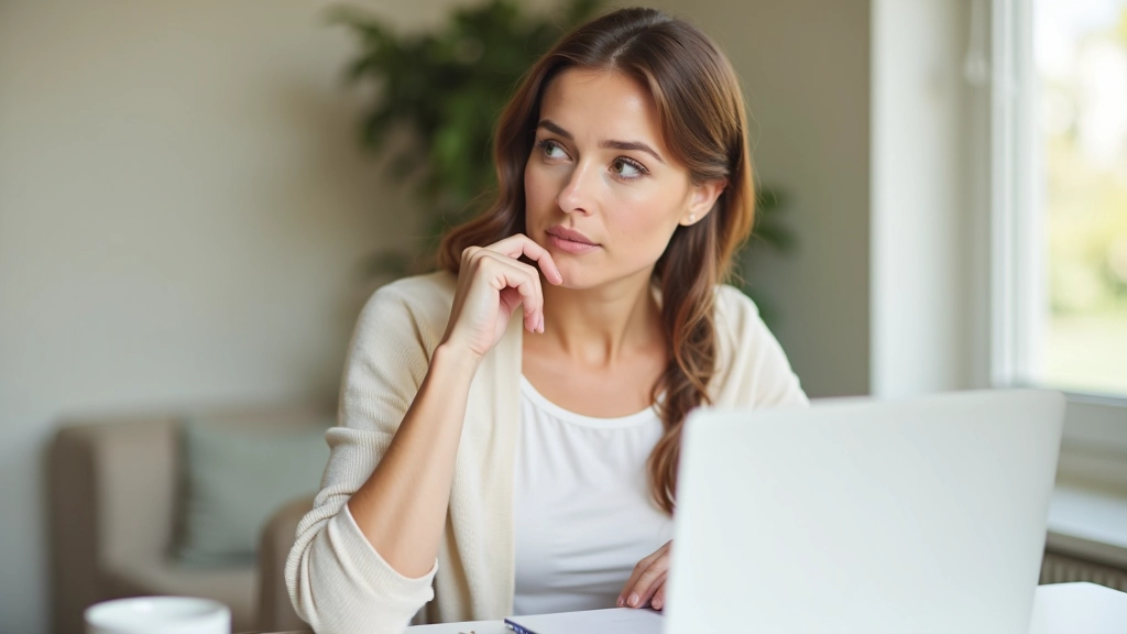 Personne réfléchie travaillant sur son ordinateur portable avec des notes et des documents fiscaux